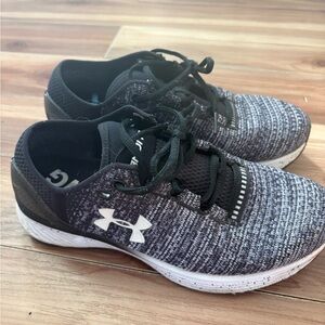 Under Armour Black & Silver Knit Athletic Sneakers